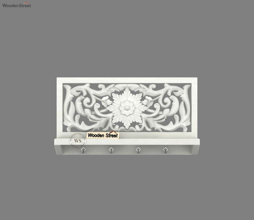 Dally Wooden Wall Shelf with Hooks — মডার্ন, স্পেস-সেভিং ও ডেকোরেটিভ স্টোরেজ সল্যুশন - Image 2