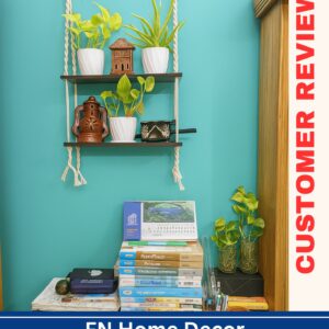 ওয়াল শেলফ — 7টি মেটাল হুকসহ স্টাইলিশ মাল্টিপারপাস ডেকর শেলফ